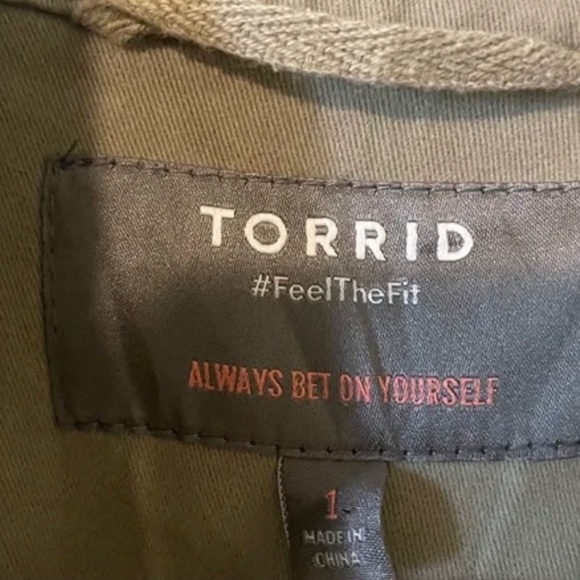 NWT Torrid Peplum Utility Jacket X1 - FITS LIKE SIZE 0X - Picture 9 of 10